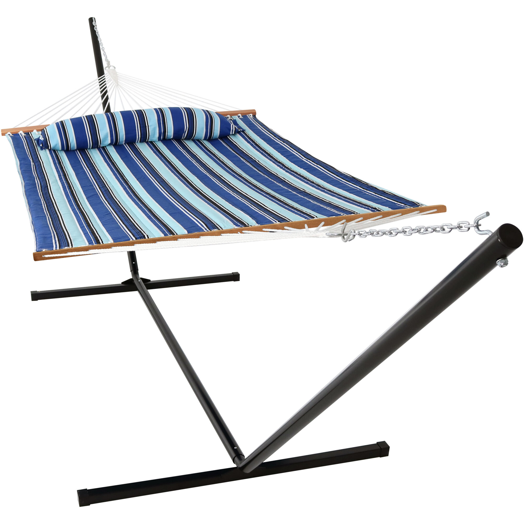 Sunnydaze Decor Quilted Hammock with 15ft. Stand, Catalina Beach, Model# LY-QFH-CB-COMBO15